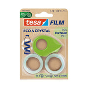 tesa Eco and Crystal Tape10mx19mm 2pk and Mini Dispenser